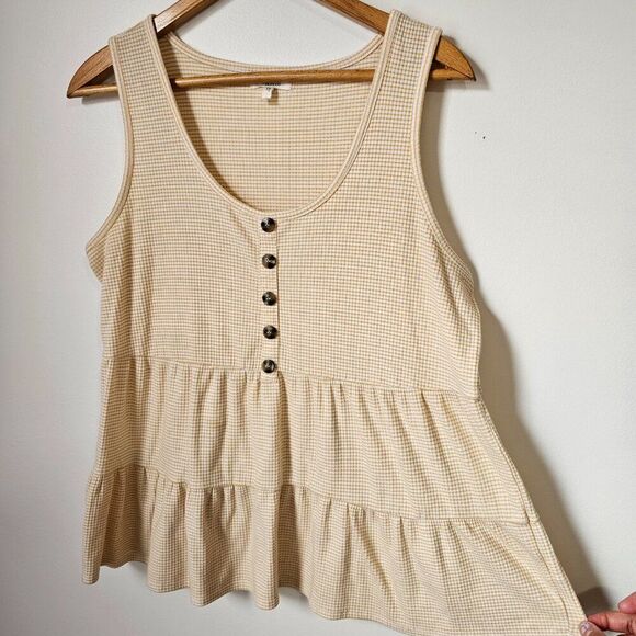 EUC MAURICES TEXTURED STRIPED SCOOP NECK TIERED TANK TOP SIZE L - Picture 1 of 13